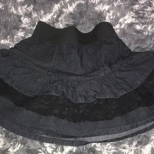 Denim skirt with black lace